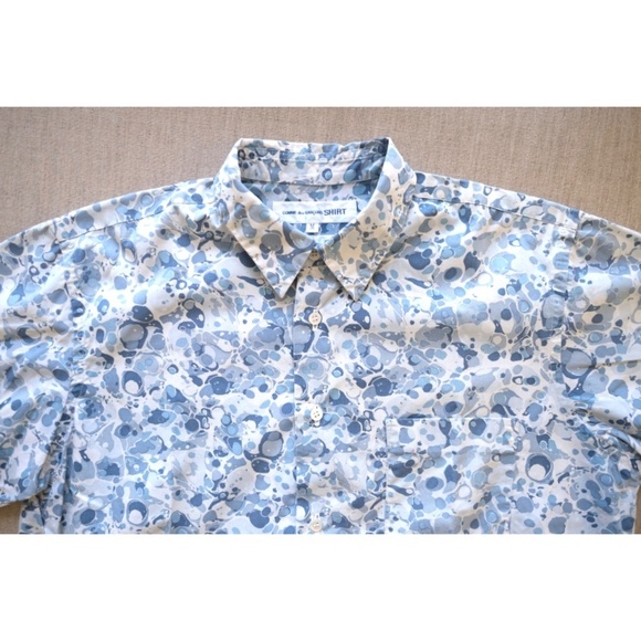 Comme des Garçons - 1990s Cotton 墨流し (suminagashi) Print Shirt - Picture 2 of 10